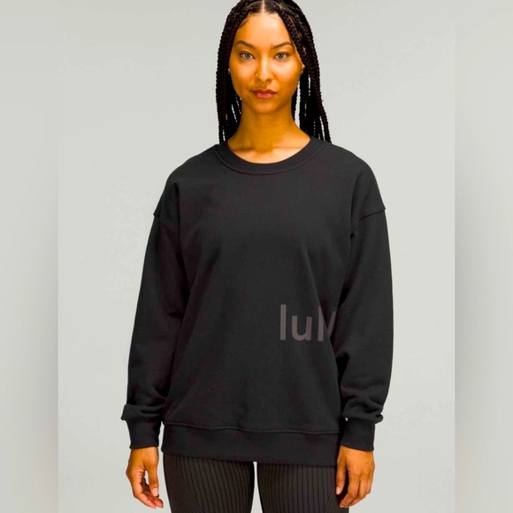 lululemon athletica Tops - Lululemon perfectly oversized crew spell out sweatshirt 4 black logo